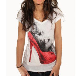 T-Shirt Femme Mickael Vendetta Print Chaussure Femme Blanc