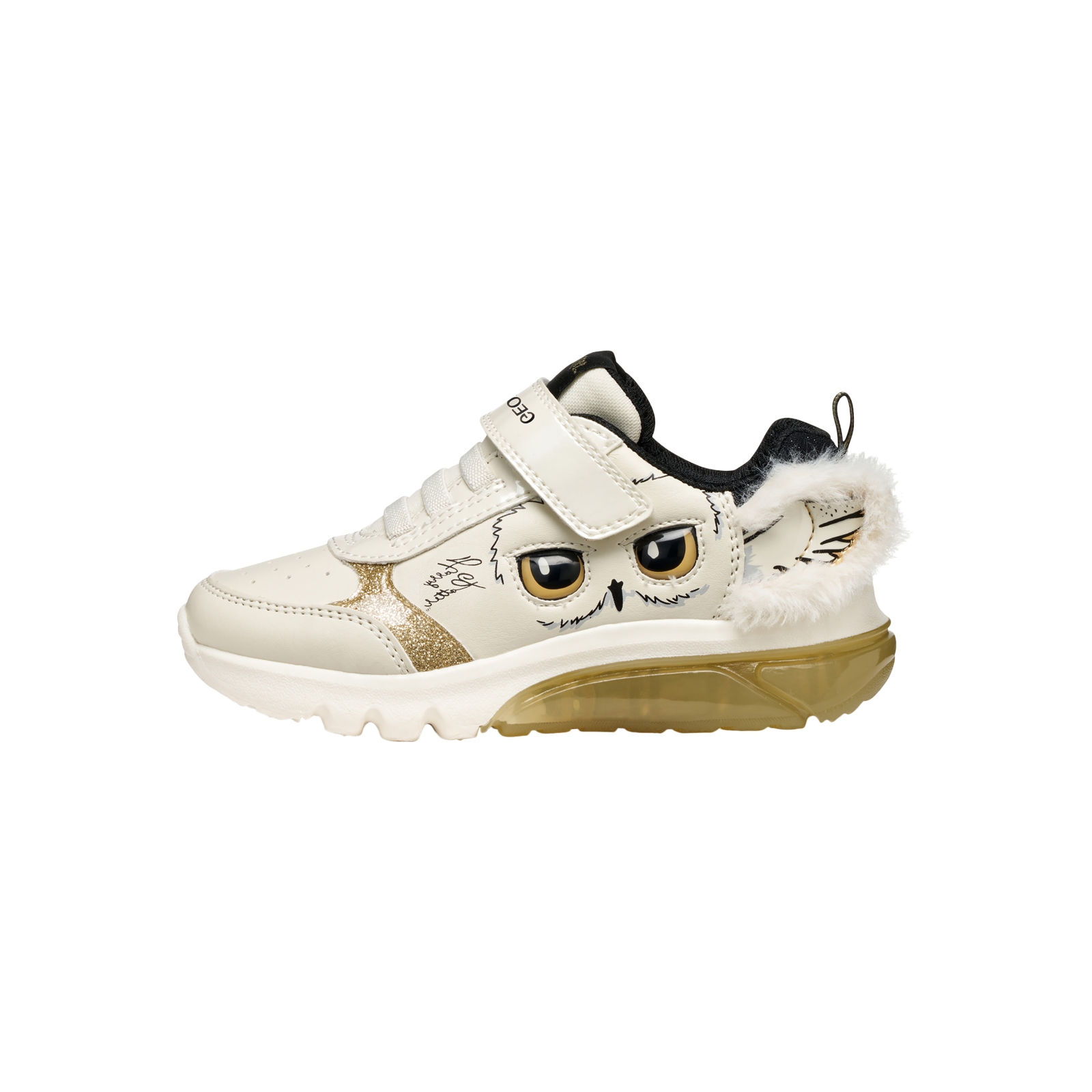 Basket Basse à Lacets Et Scratch Geox Enfant Ciberdron Synt.Lea+Pearl