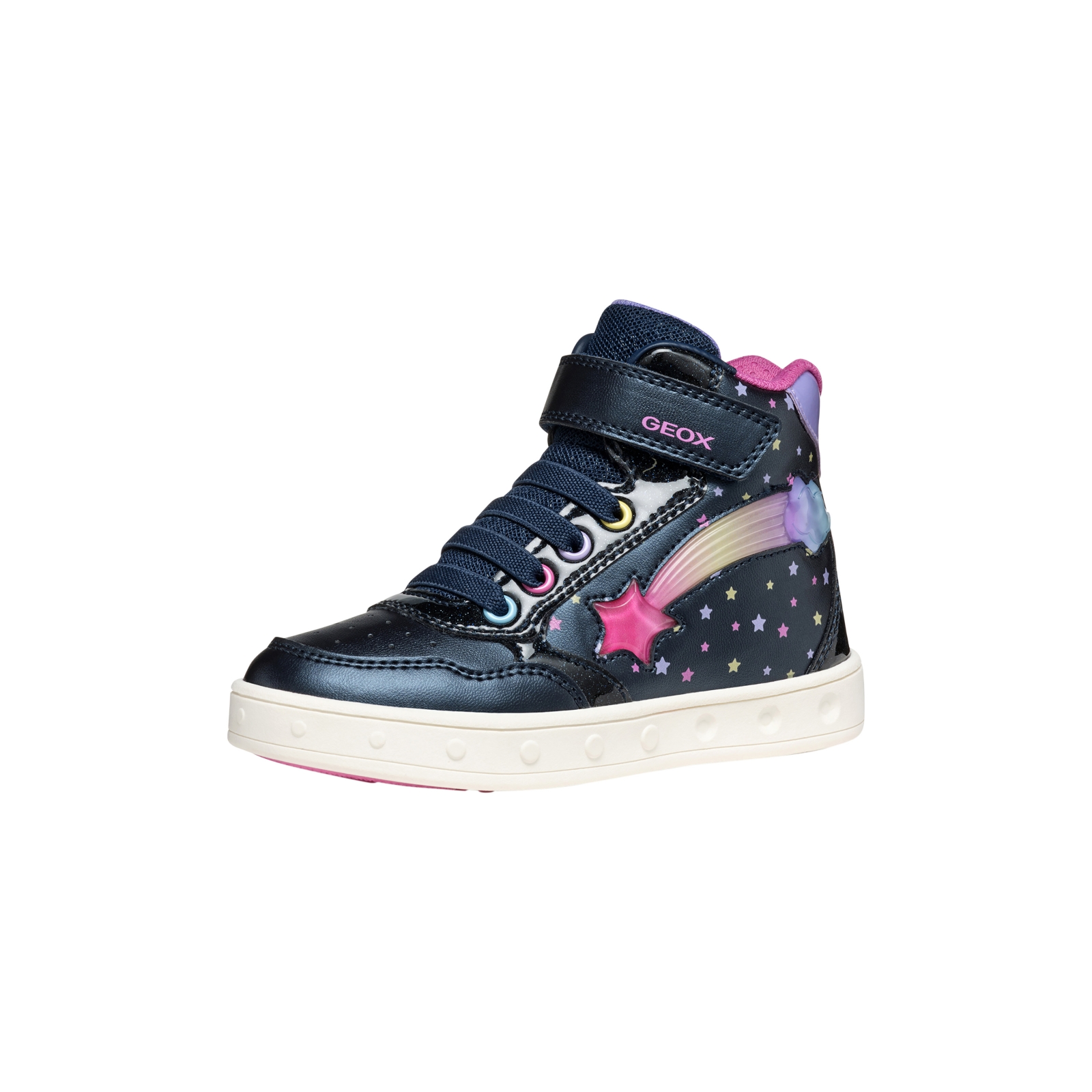 Basket Montante à Lacets Geox Enfant Skylin Girl Synt.Lea+Pea