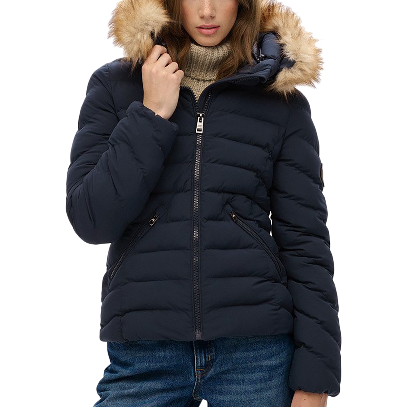 Doudoune Capuche SuperDry Fuji Faux Fuir Hood Padded