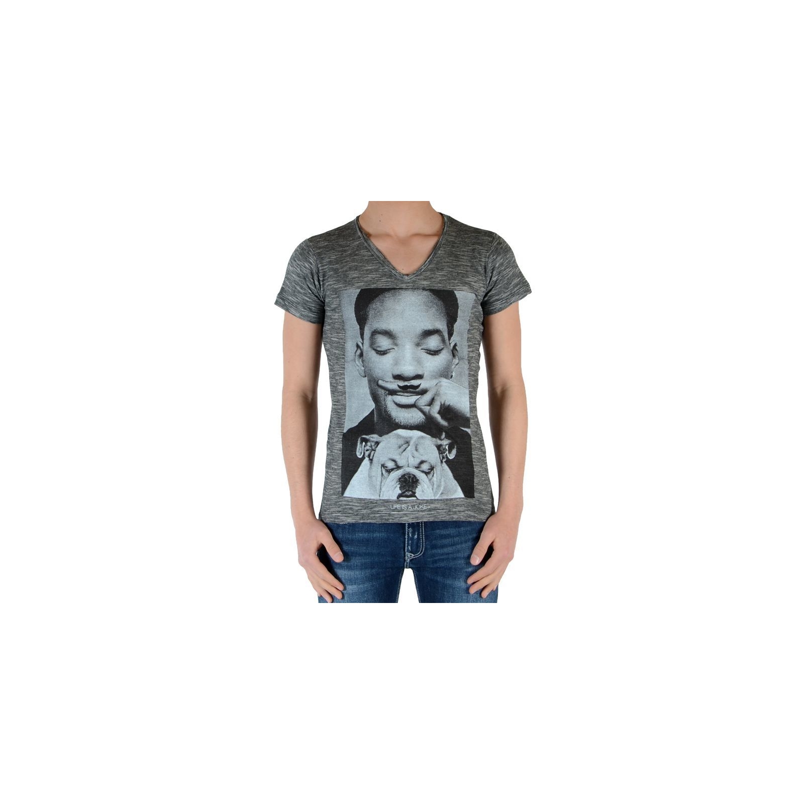 Tee Shirt Little Eleven Paris Garçon Little Smith TS Gris Cotton Vintage