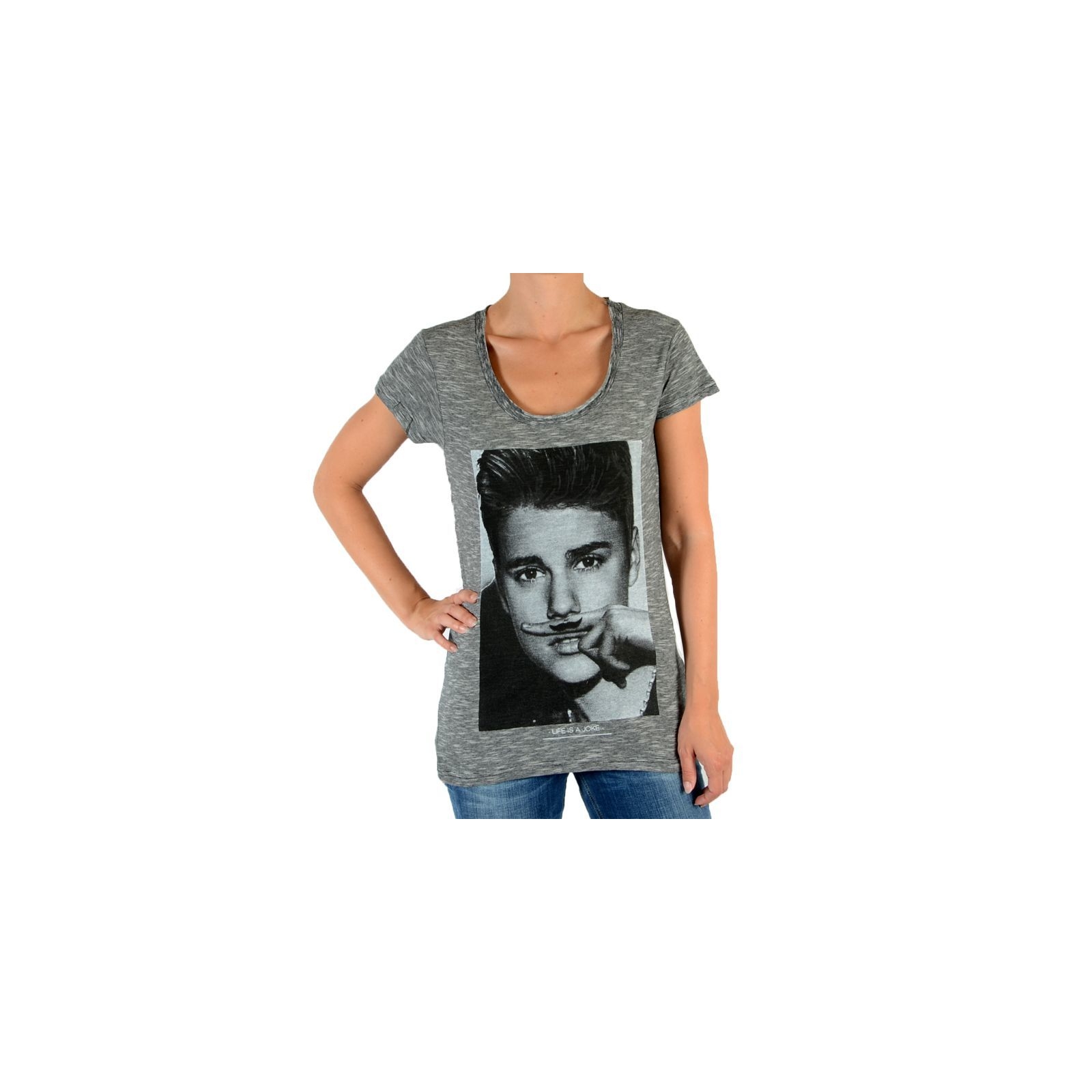 Tee Shirt Eleven Paris Bieber W Justin Bieber Gris Coton Vintage