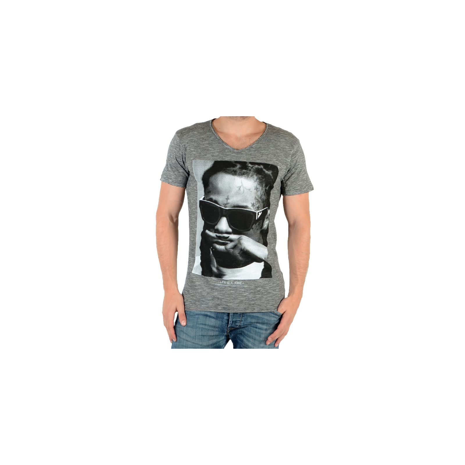 Tee Shirt Eleven Paris Lily M Lil Wayne Gris Coton Vintage