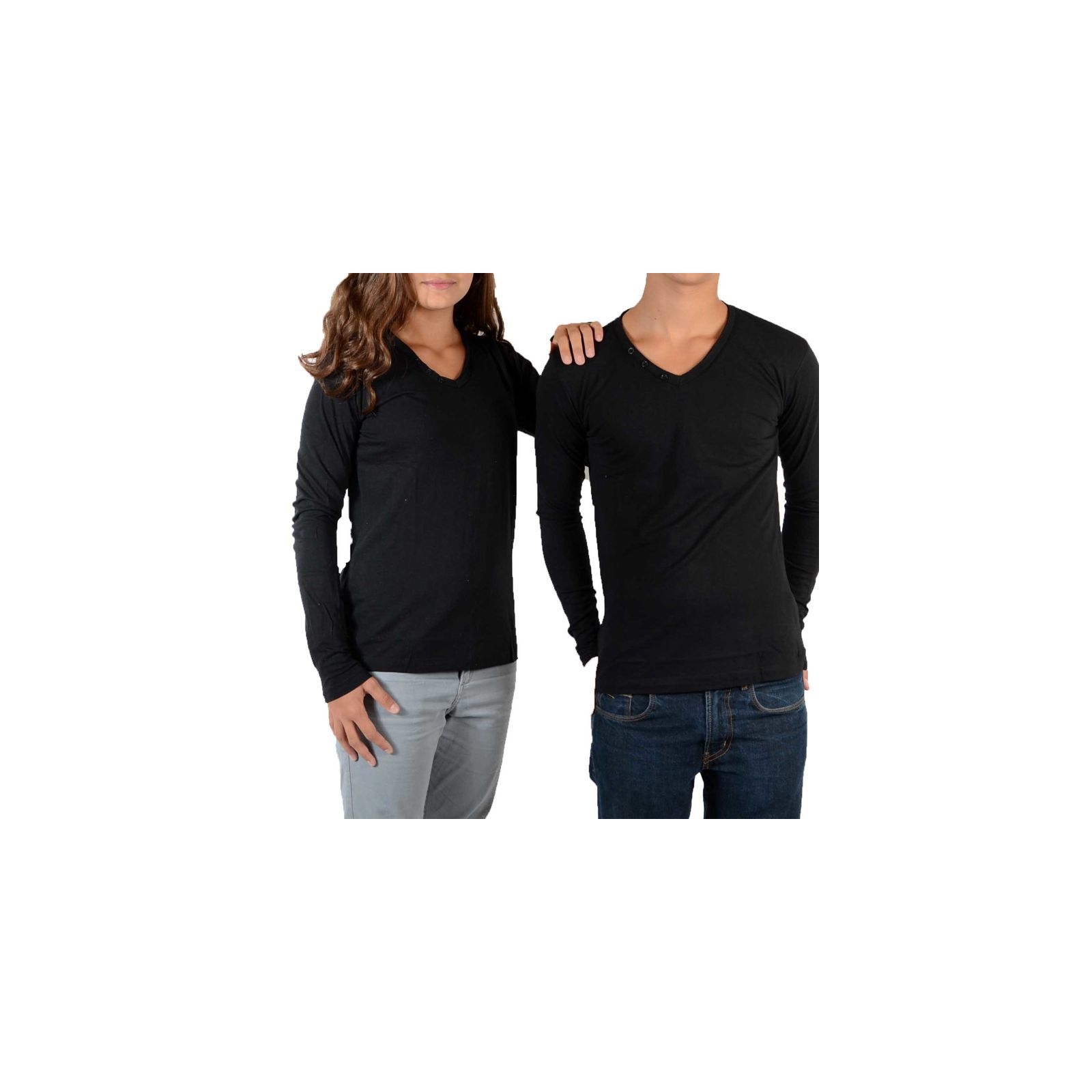 Tee Shirt Little Eleven Paris Basic V LS Mixte (Garçon / Fille) Noir
