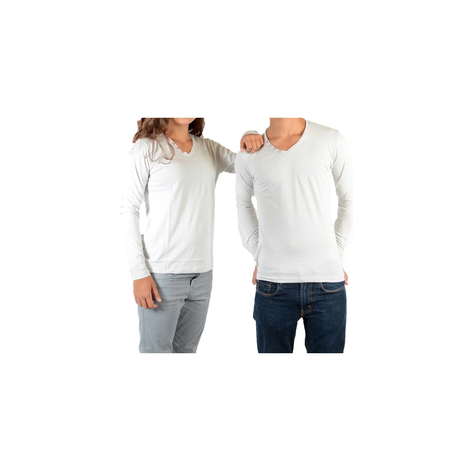 Tee Shirt Little Eleven Paris Basic V LS Mixte (Garçon / Fille) Gris Clair Ciment