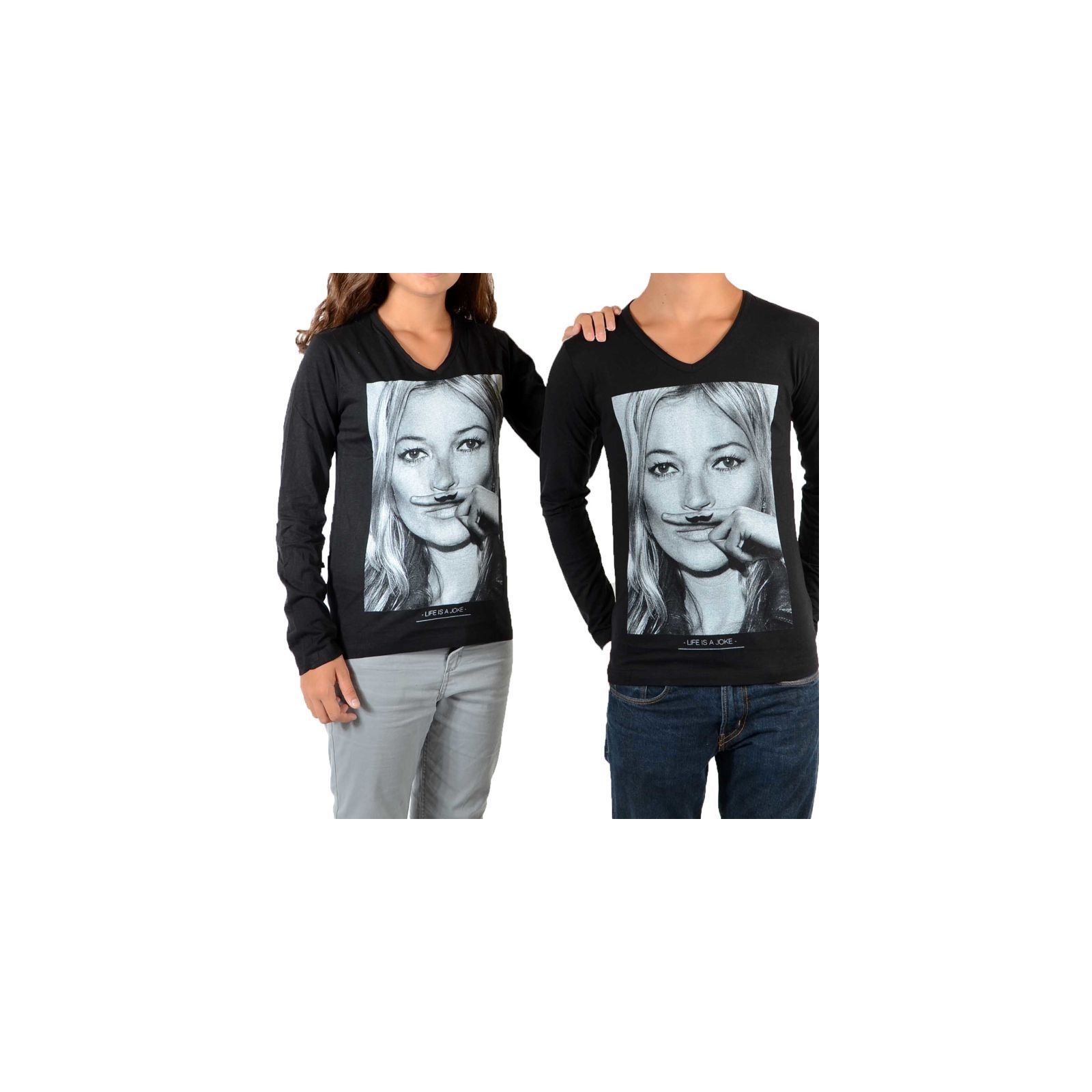 Tee Shirt Little Eleven paris KM LS Mixte (Garçon / Fille) Kate Moss Noir