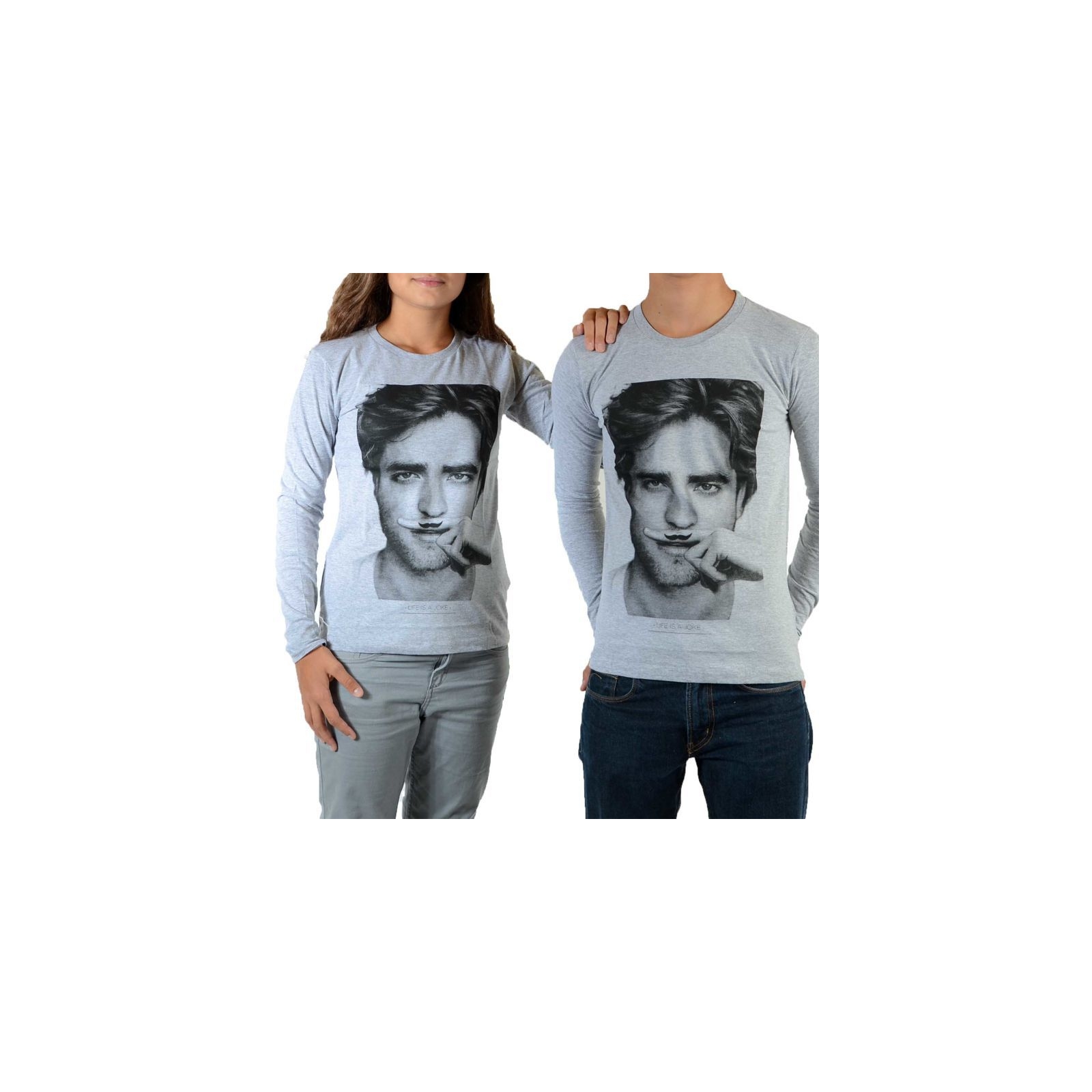 Tee Shirt Little Eleven paris Berty LS Mixte (Garçon / Fille) Robert Pattinson Gris
