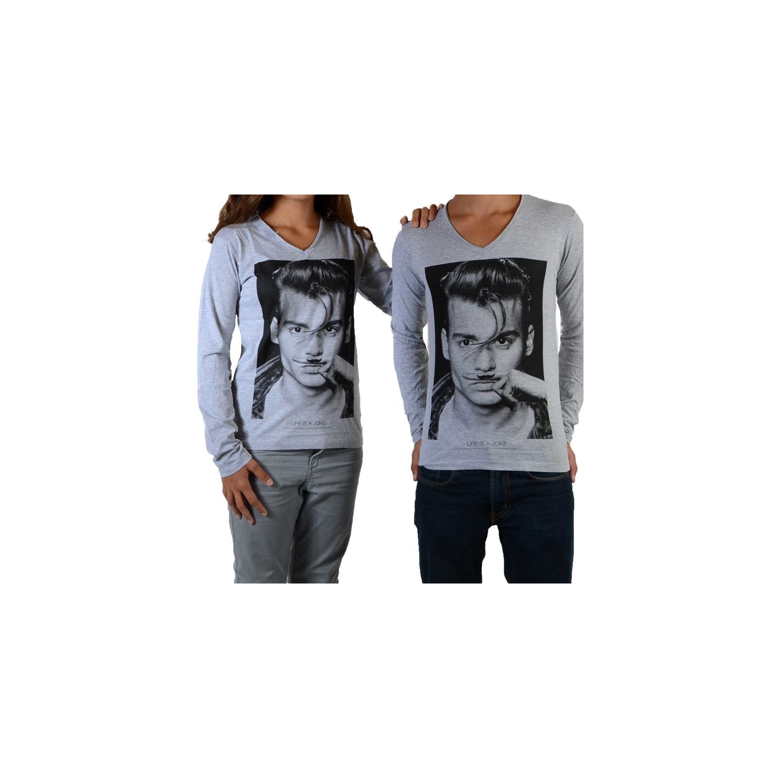 Tee Shirt Little Eleven paris JD LS Mixte (Garçon / Fille) Jonhy Depp Gris