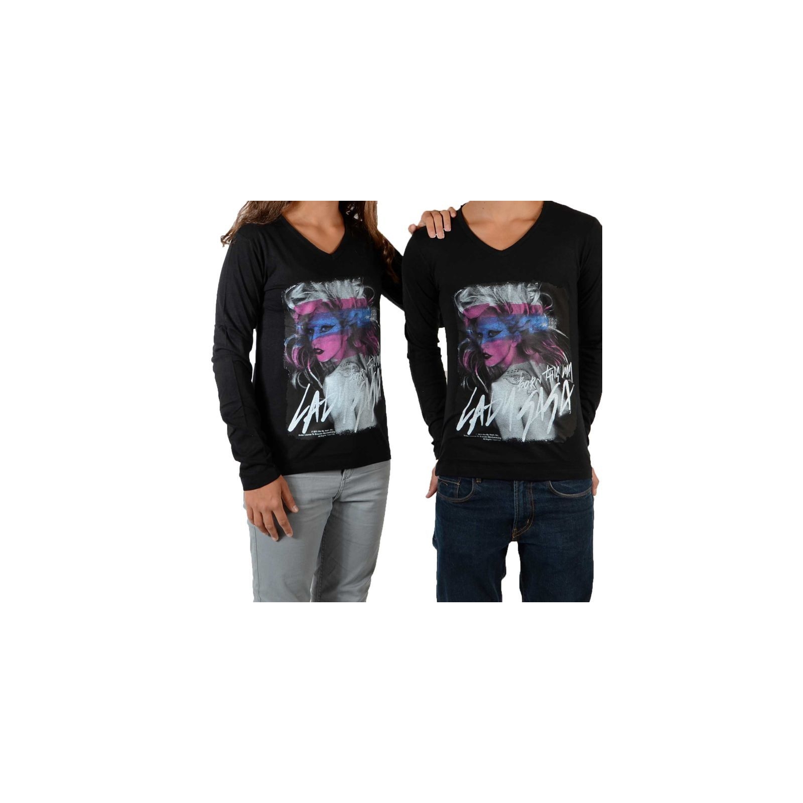 Tee Shirt Little Eleven Paris Gaga LS Mixte (Garçon / Fille) Lady Gaga Noir