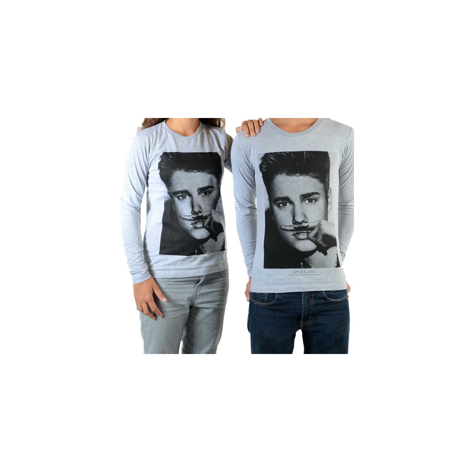 Tee Shirt Little Eleven Paris Bieber  LS Mixte (Garçon / Fille) Justin Bieber Gris