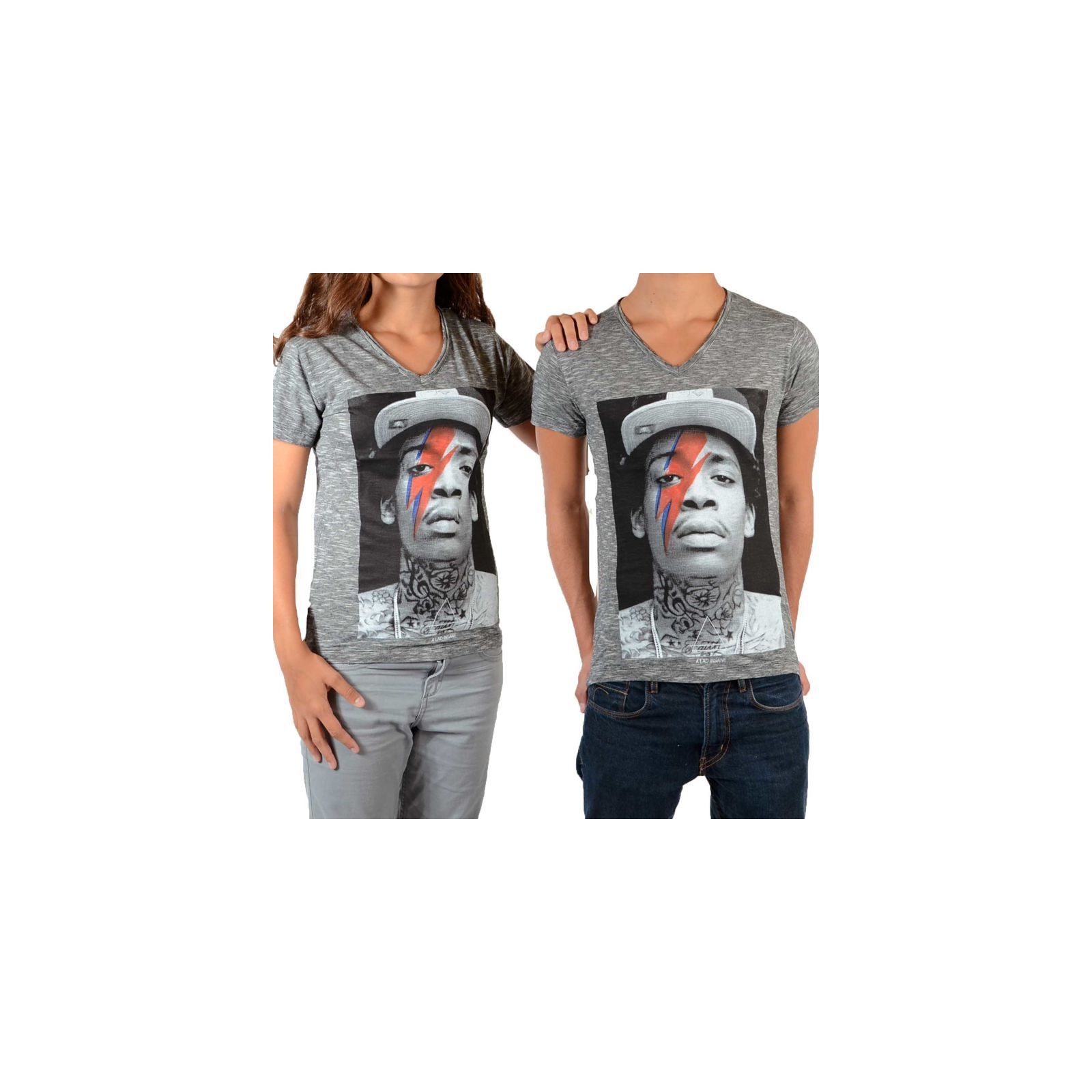 Tee Shirt Little Eleven Paris Wizka SS Wiz Khalifa Mixte (Garçon / Fille) Gris Vintage