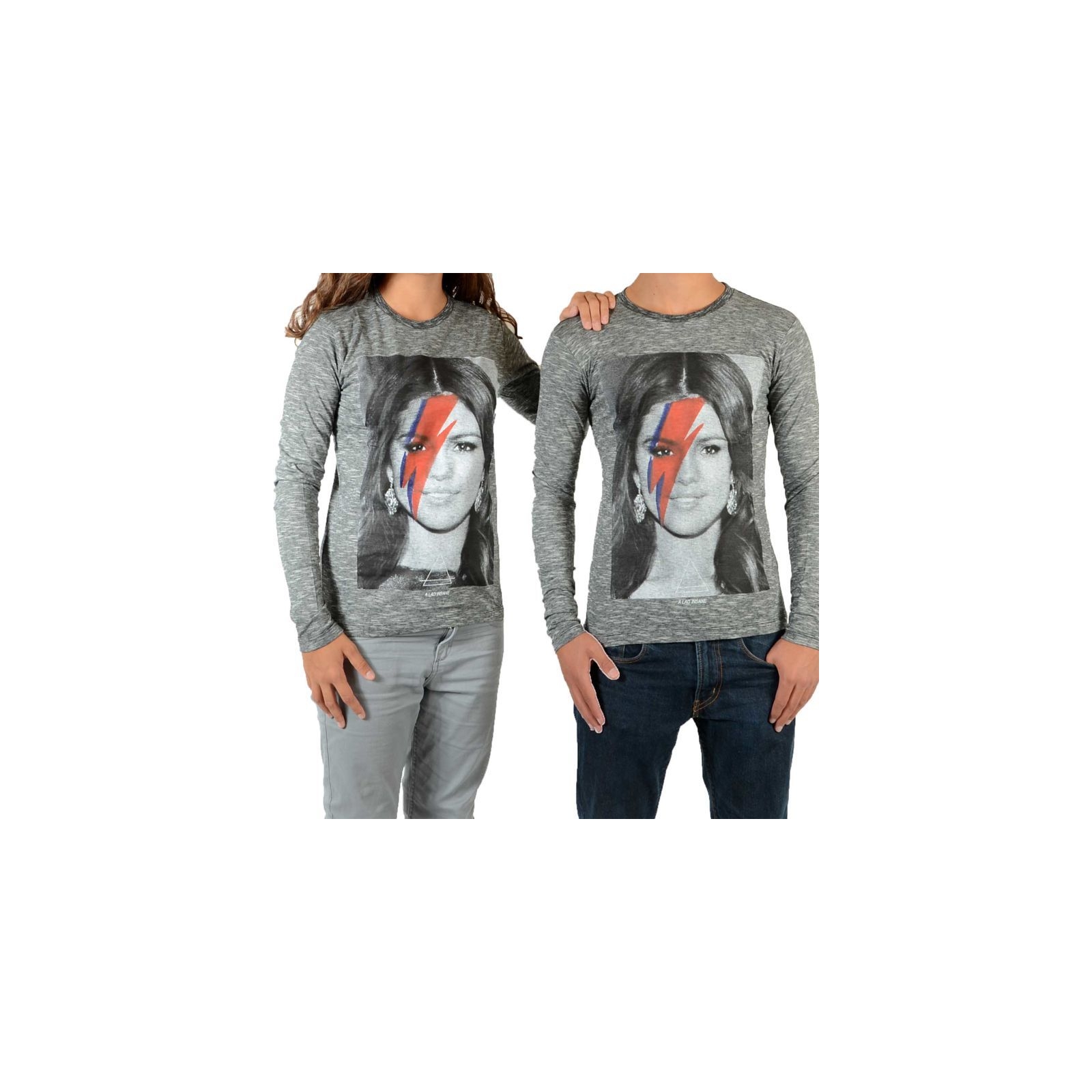 Tee Shirt Little Eleven Paris Selena LS Selena Gomez Mixte (Garçon / Fille) Gris Cotton Vintage