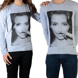 Tee Shirt Little Eleven paris Kim LS Mixte (Garçon / Fille) Kim Kardashian Gris