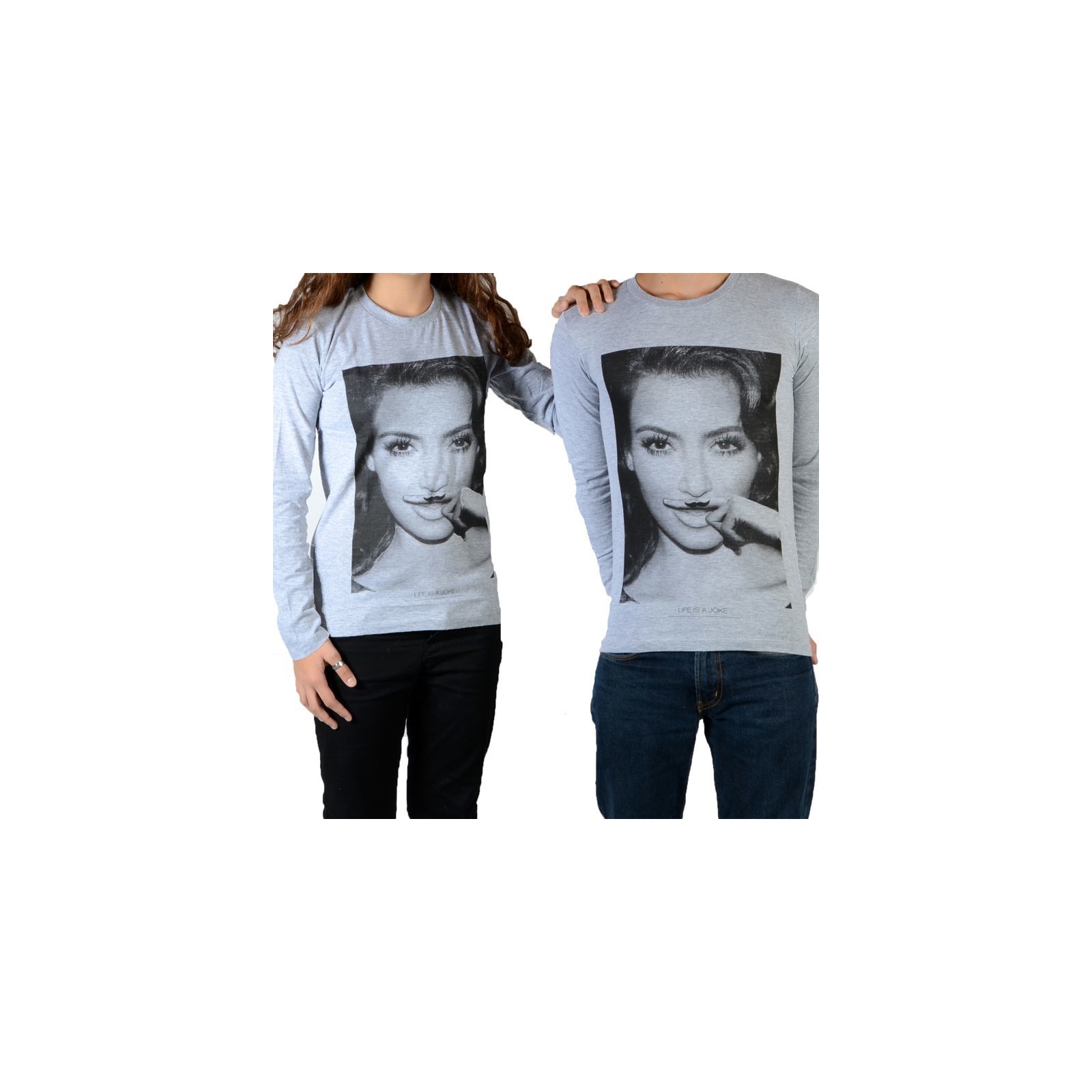Tee Shirt Little Eleven paris Kim LS Mixte (Garçon / Fille) Kim Kardashian Gris