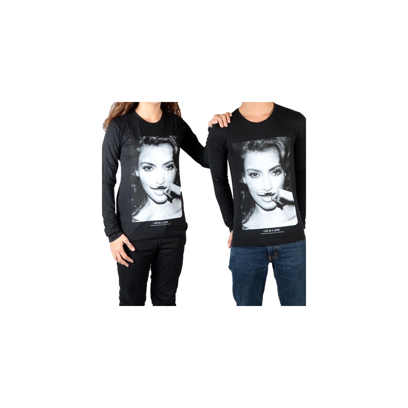 Tee Shirt Little Eleven paris Kim LS Mixte (Garçon / Fille) Kim Kardashian Noir