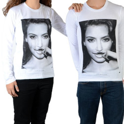 Tee Shirt Little Eleven paris Kim LS Mixte (Garçon / Fille) Kim Kardashian Blanc