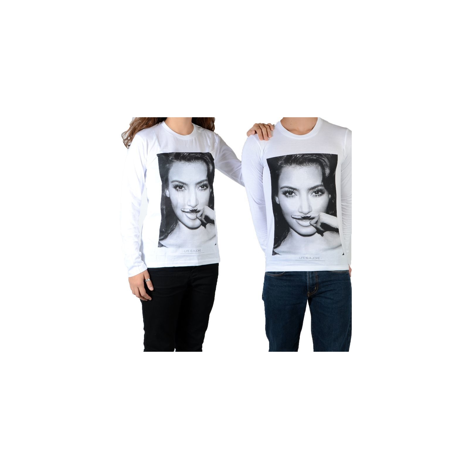 Tee Shirt Little Eleven paris Kim LS Mixte (Garçon / Fille) Kim Kardashian Blanc