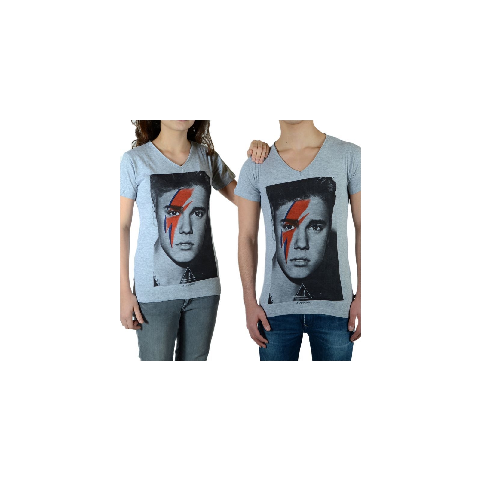 Tee Shirt Little Eleven Paris Bieber SS Mixte (garçon / fille) Justin Bieber Gris Chiné