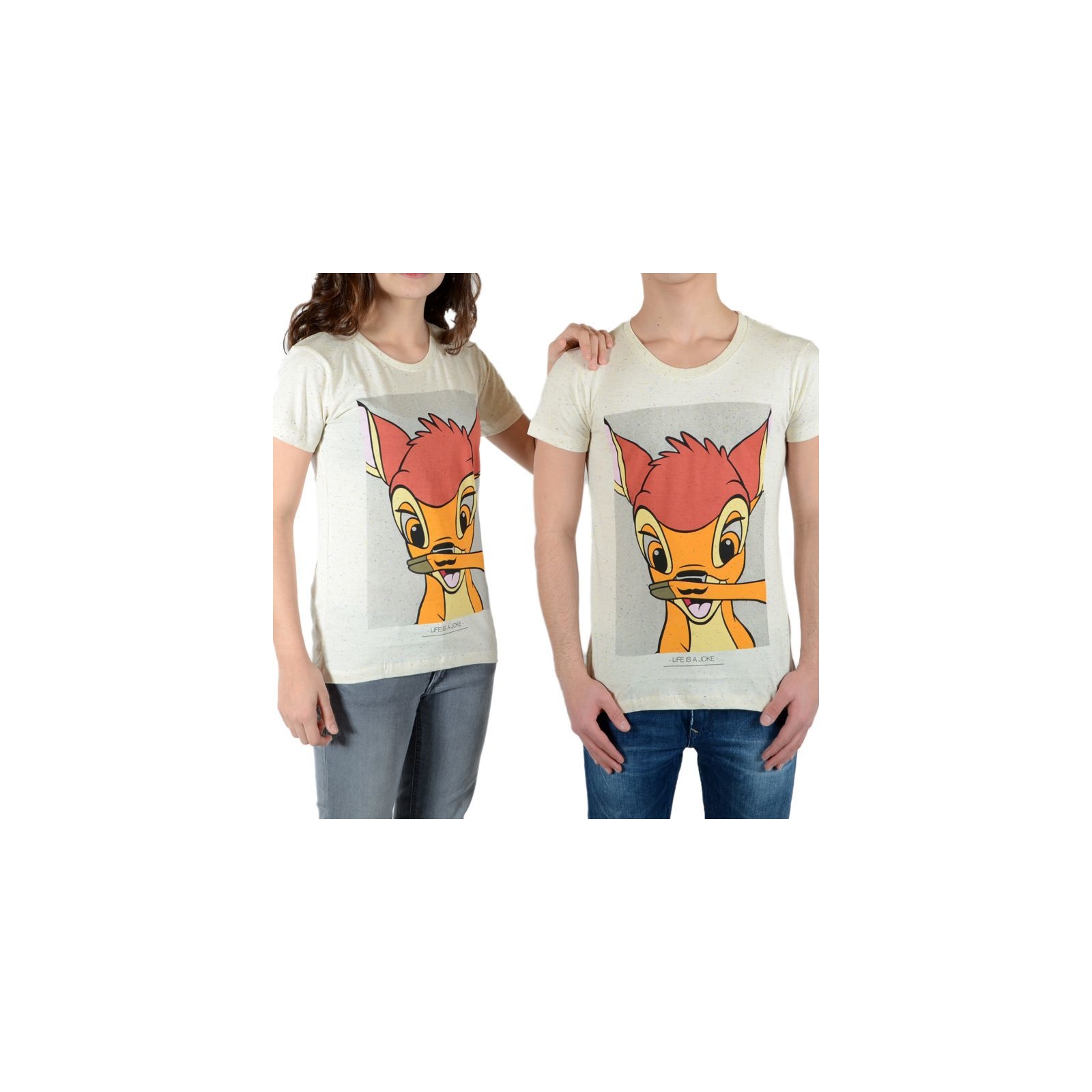 Tee Shirt Little Eleven Paris Bambi SS Mottled Mixte (Garçon / Fille) Bambi Blanc