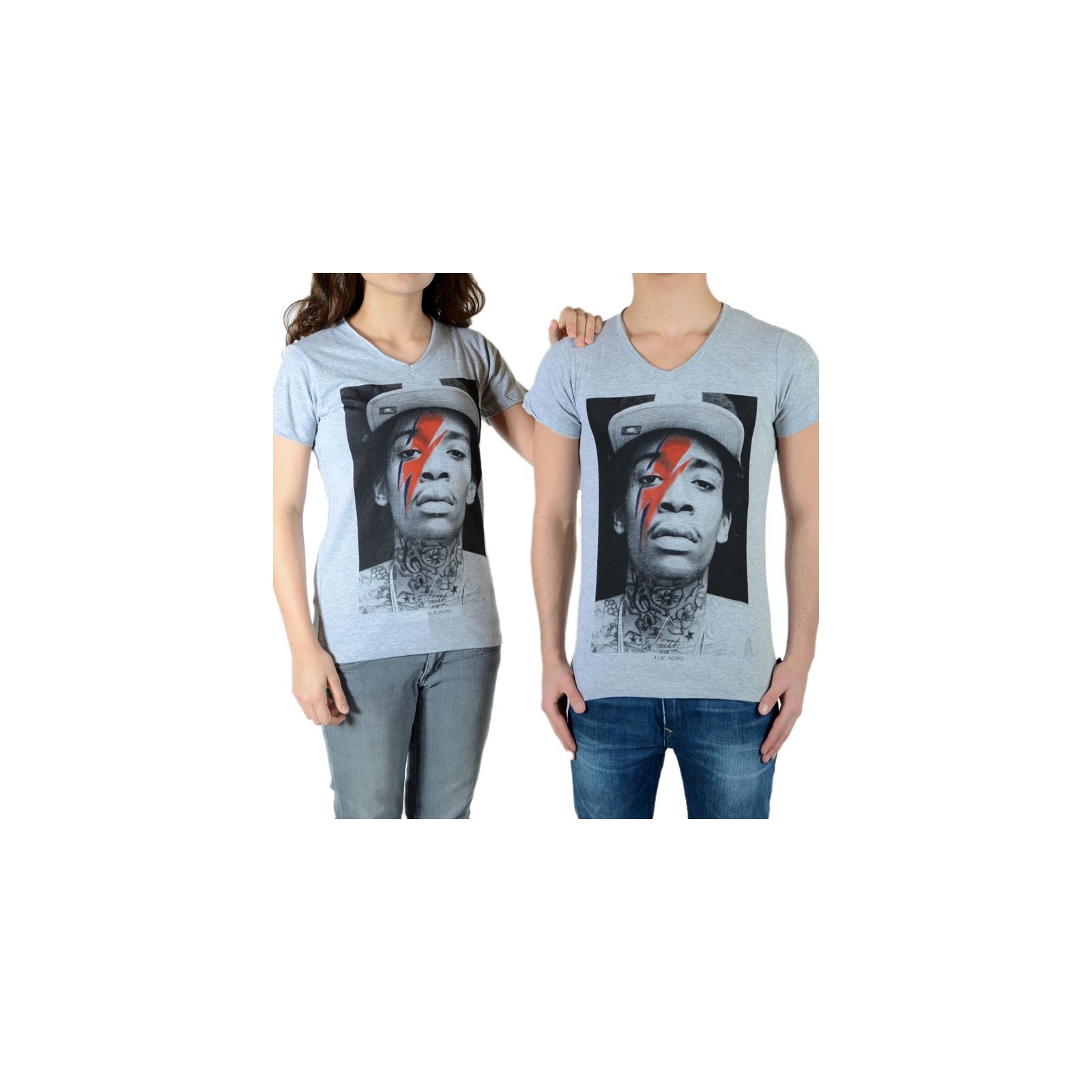 Tee Shirt Little Eleven Paris Wiz Bowie SS Mixte (garçon / fille) Wiz Khalifa Gris