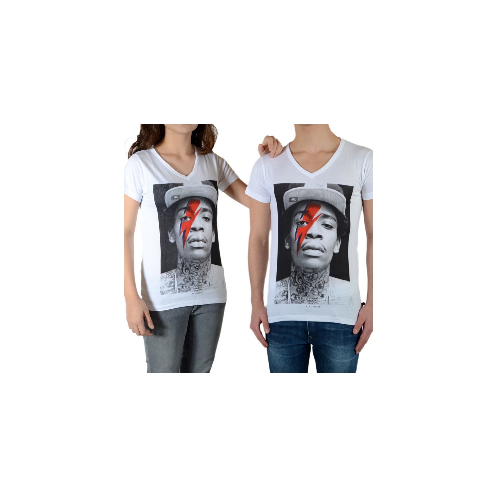 Tee Shirt Little Eleven Paris Wiz Bowie SS Mixte (garçon / fille) Wiz Khalifa Blanc