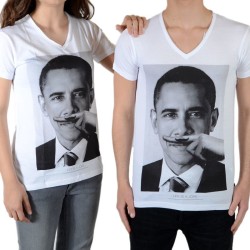 Tee Shirt Little Eleven Paris Obama SS Mixte (Garçon / Fille) Barack Obama Blanc