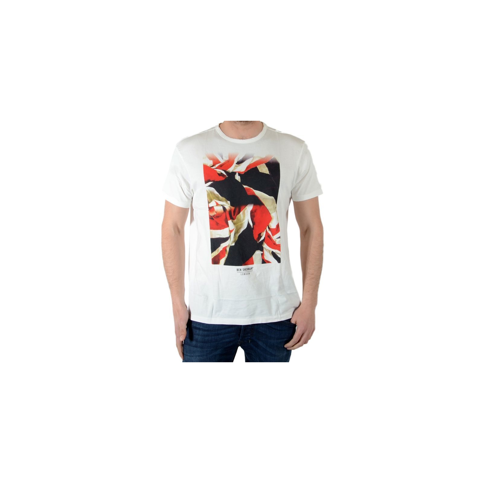 Tee Shirt Ben Sherman Flag Print MB10479 Snox Blanc
