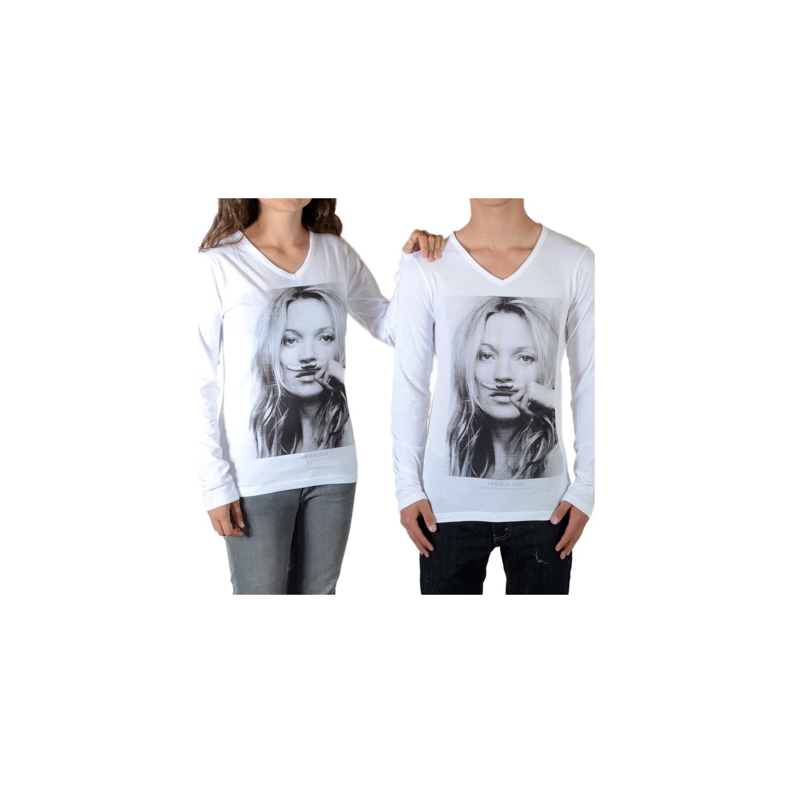 Tee Shirt Little Eleven Paris Kate LS Kate Moss Mixte (Garçon / Fille) Blanc M99