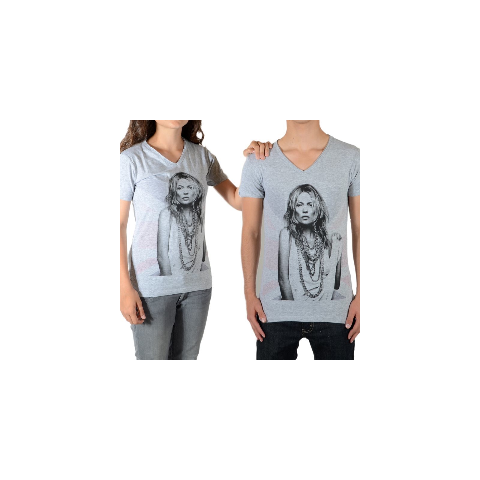 Tee Shirt Little Eleven Paris V Moss SS Kate Moss Mixte (Garçon / Fille) Gris Chiné