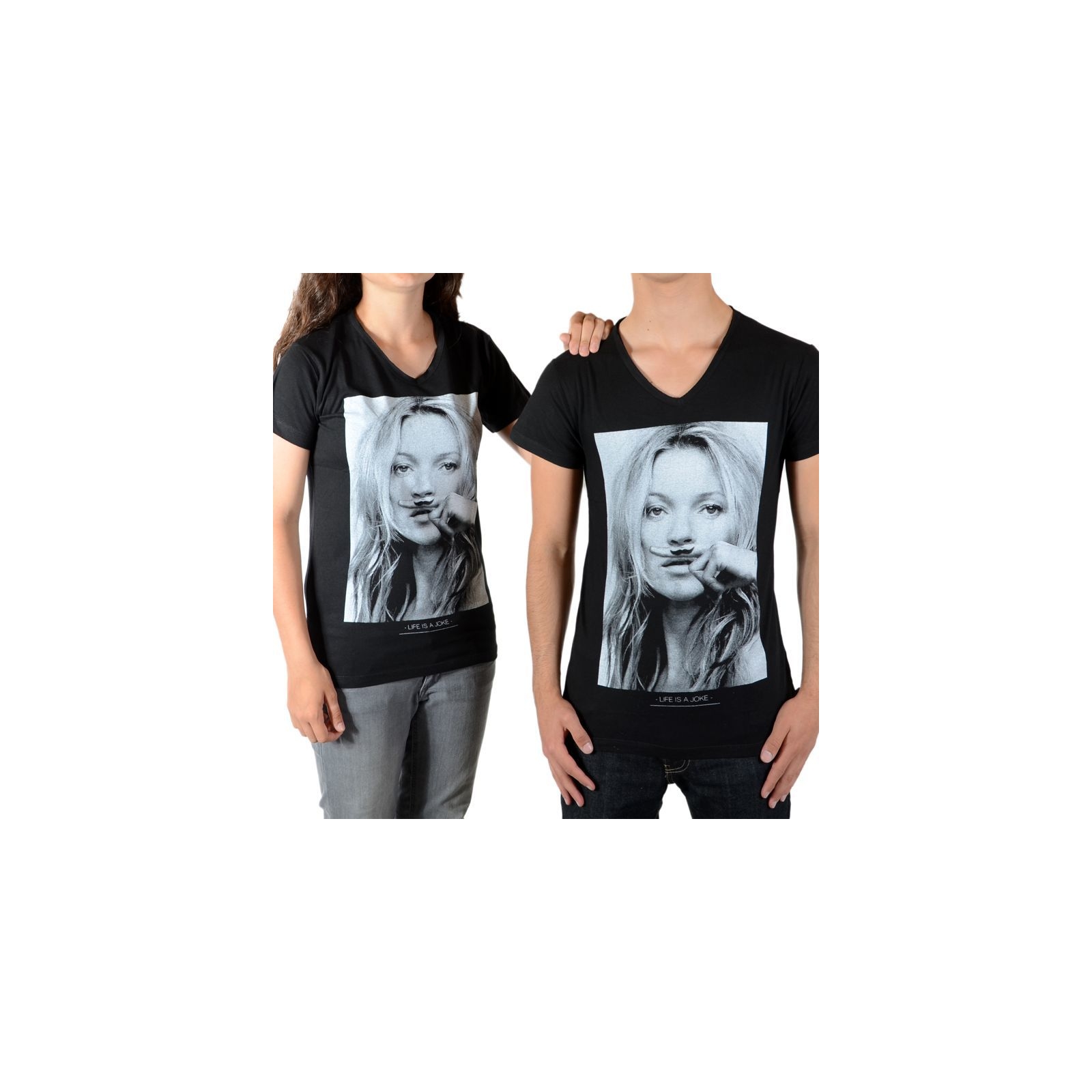 Tee Shirt Little Eleven Paris Kate Moss SS Kate Moss Mixte (Garçon / Fille) Noir