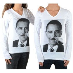 Tee Shirt Little Eleven Paris OB LS Barack Obama Mixte (Garçon / Fille) Blanc