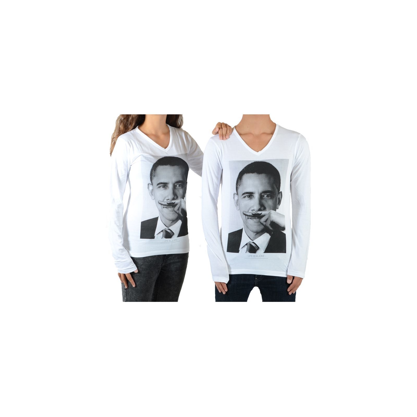 Tee Shirt Little Eleven Paris OB LS Barack Obama Mixte (Garçon / Fille) Blanc