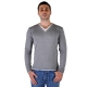 Pull Eleven Paris Basic Pull Double V Gris Chiné / Blanc