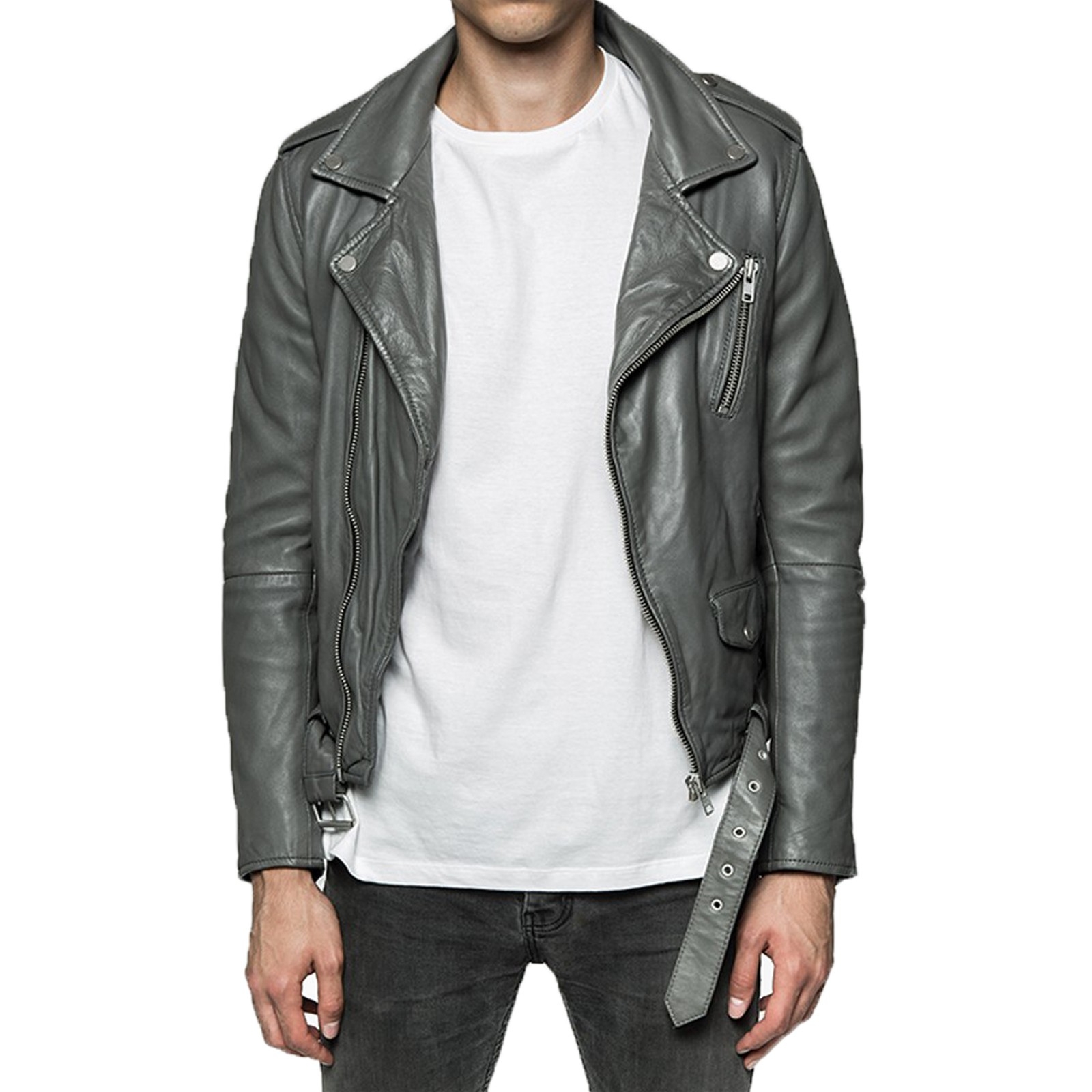 Leather jacket Serge Pariente Rocker Grey