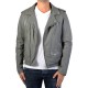 Blouson en Cuir Serge Pariente Rocker Hood Gris