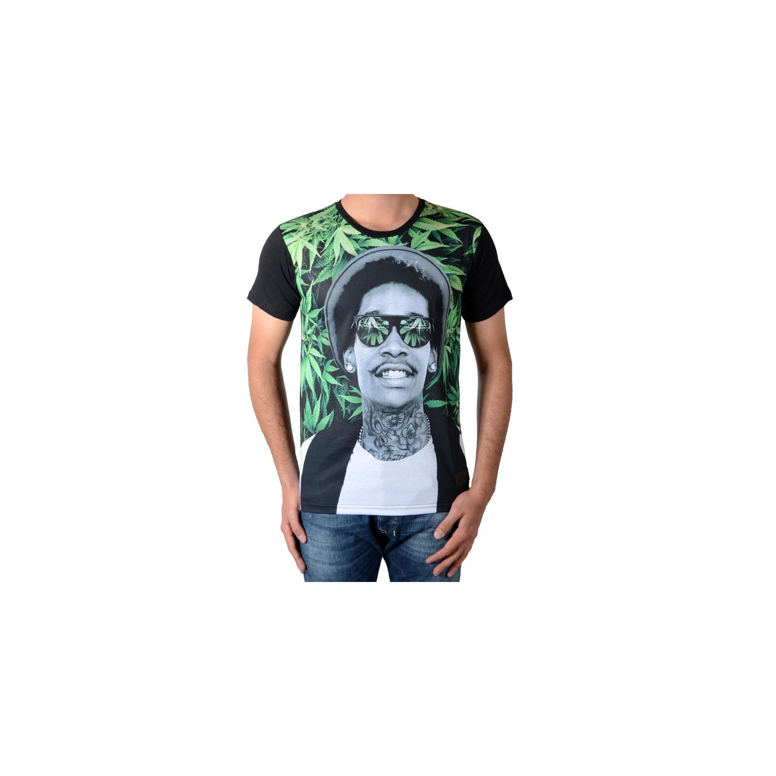 Tee Shirt Celebry Tees Rap Green Noir