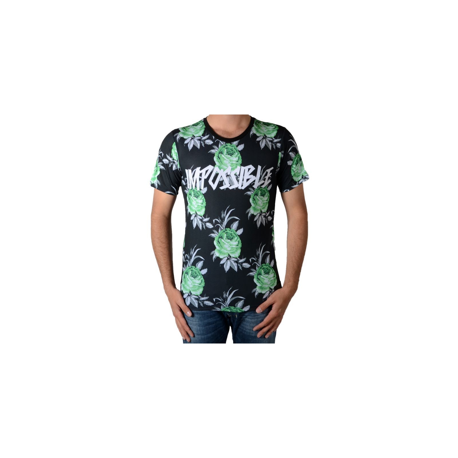 Tee Shirt Celebry Tees Roses Noir / Vert