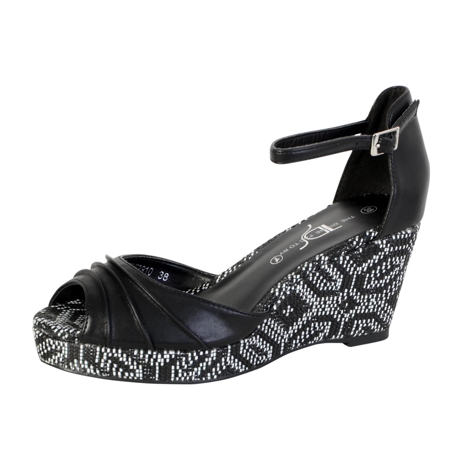 Sandals Compensated Femme The Divine Factory TDF2910 Black